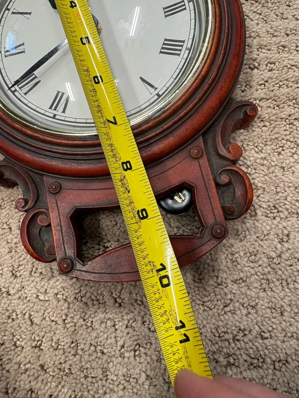 Enesco Brown and Gold Roman Numeral Wall Clock History Craft